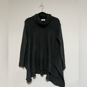 Umgee Gray Oversized Cowl Neck Sweater Handkerchief Hem Asymmetrical Size Small